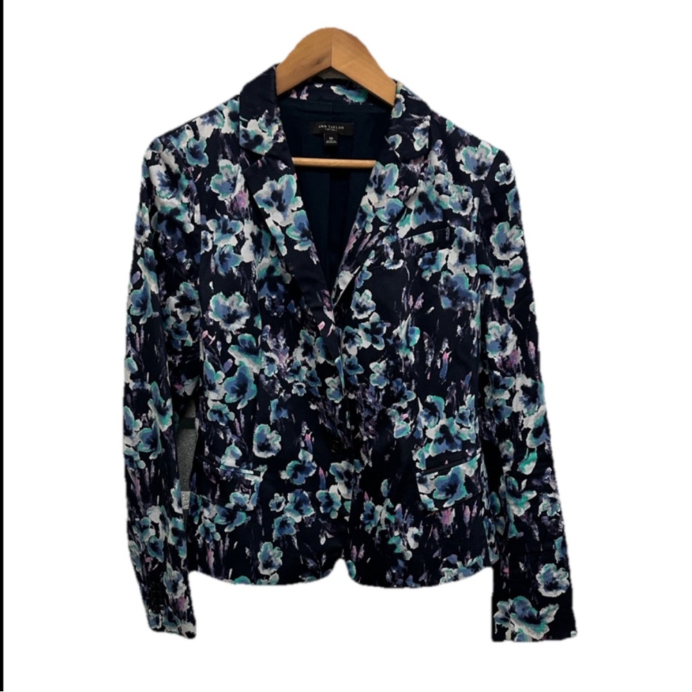 Ann Taylor Women’s Floral Suit Jacket Blazer Size 10 Preppy Office Feminine Coat